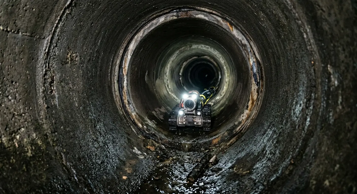 Robotic sewer camera inspecting pipe interior for Sewer Line Repair in Salem